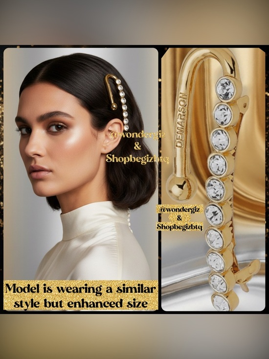 NWT Authentic Demarson Women\'s 12k Gold Plated Maia Crystal Hair Clip main image 3